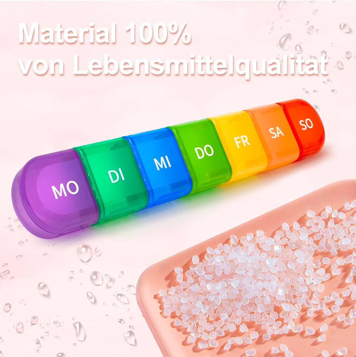 Organizator de pastile 7 zile,14 compartimente, culoare multicolor