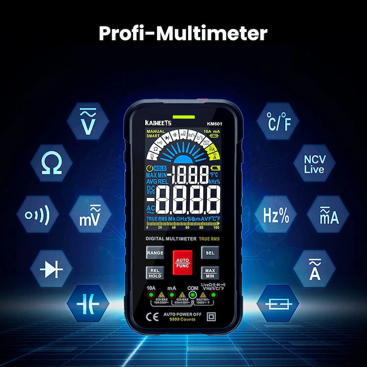 Multimetru digital smart, tester AC/DC CAT III 1000V CAT IV 600V True RMS,Kaiweets KM601
