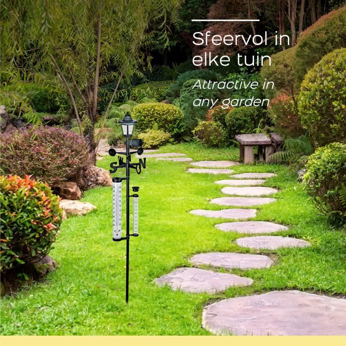 Lampa solara cu statie meteo, termometru, directia vantului, indicator ploaie,158cm