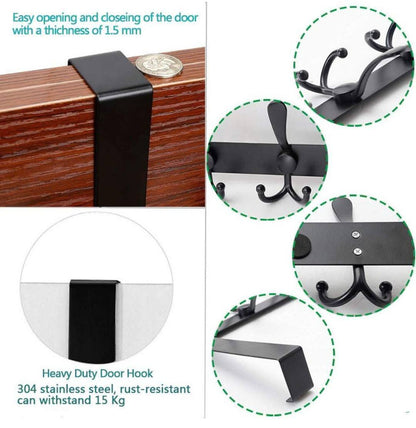 Set 2 suporturi pentru usa,pentru umeras,haine,prosoape, negru