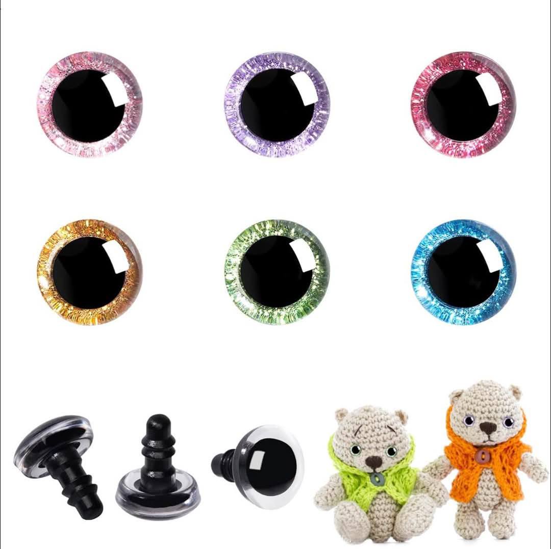 60 buc,Set Ochi de Siguranta cu Glitter Colorat pentru Jucarii de Plus