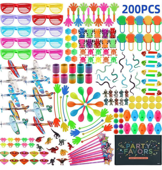 200 buc cadouri de petrecere pentru copii, cutie cu premii de carnaval, asortiment de jucării pentru umplutura pungilor cu bunătăți