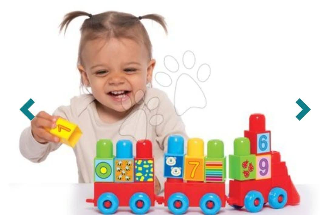 Joc de construit trenuleț cu tractor și animăluțe Superpack 3in1 , cuburi mari cu imprimeu de la 18 luni