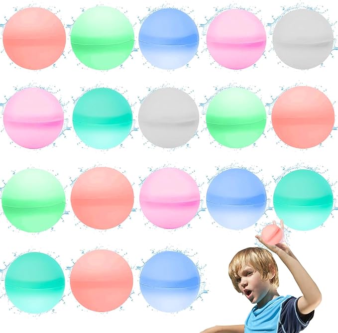 Set 20 baloane cu apa reutilizabile, multicolore, 6cm