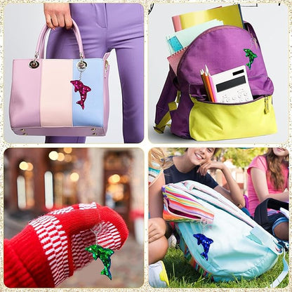 Pachet de 10 brelocuri cu delfini, brelocuri pentru fete, brelocuri cu paiete, breloc pentru copii