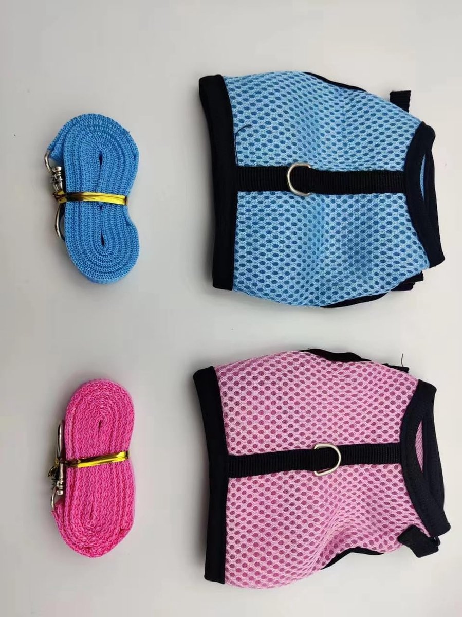 Ham pentru animale de companie,Roz,Albastru set cu lesa, Set de 2 bucati