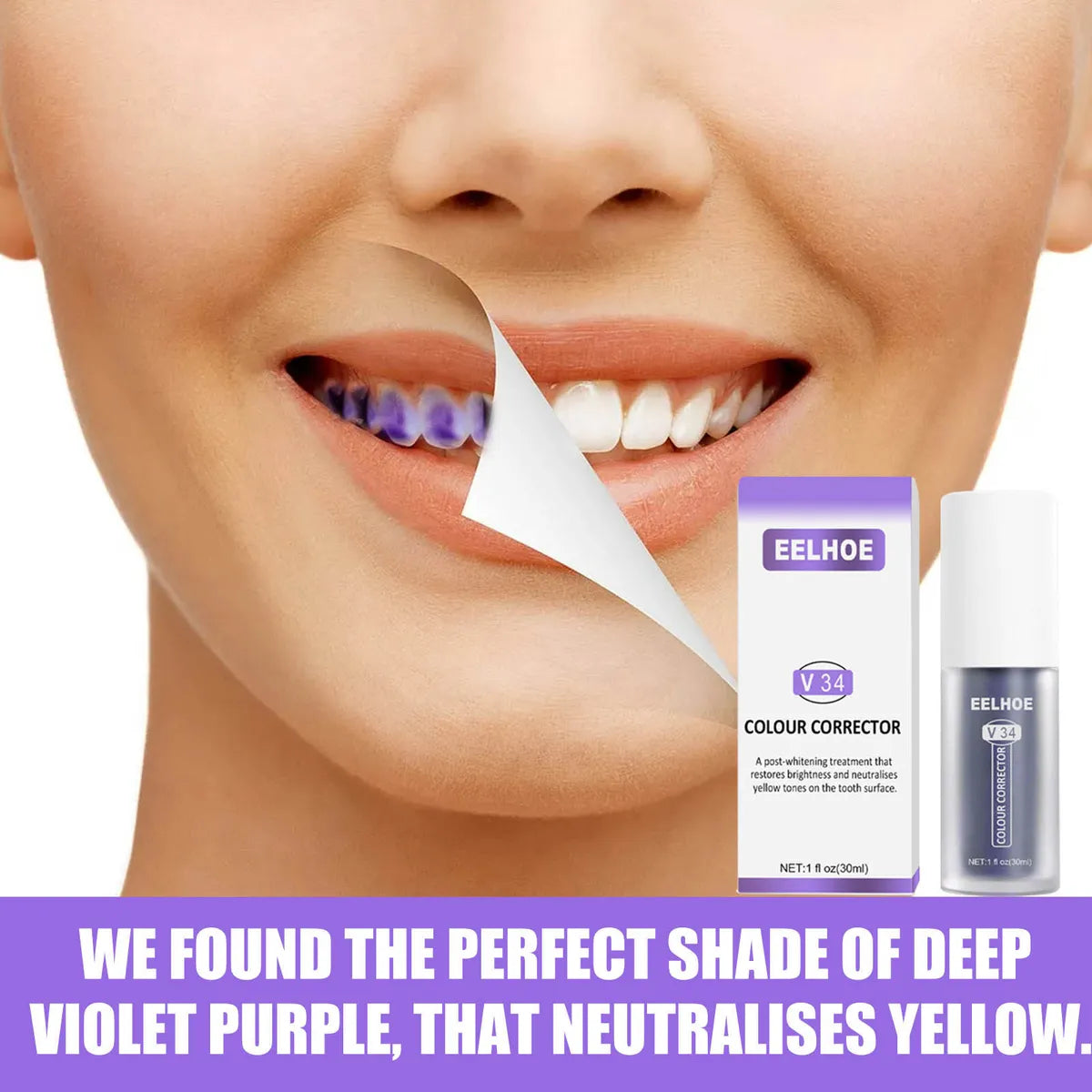 Pachet de 2 pastă de dinți violet pentru albirea dinților,plus 3 benzi 5D White Gratis