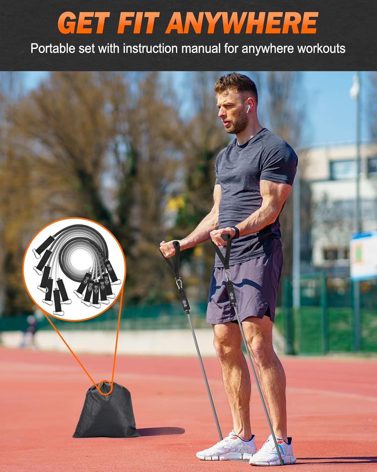 Set antrenament extensor cu 6 Benzi de rezistenta Zacro pentru antrenament, 270 LBS