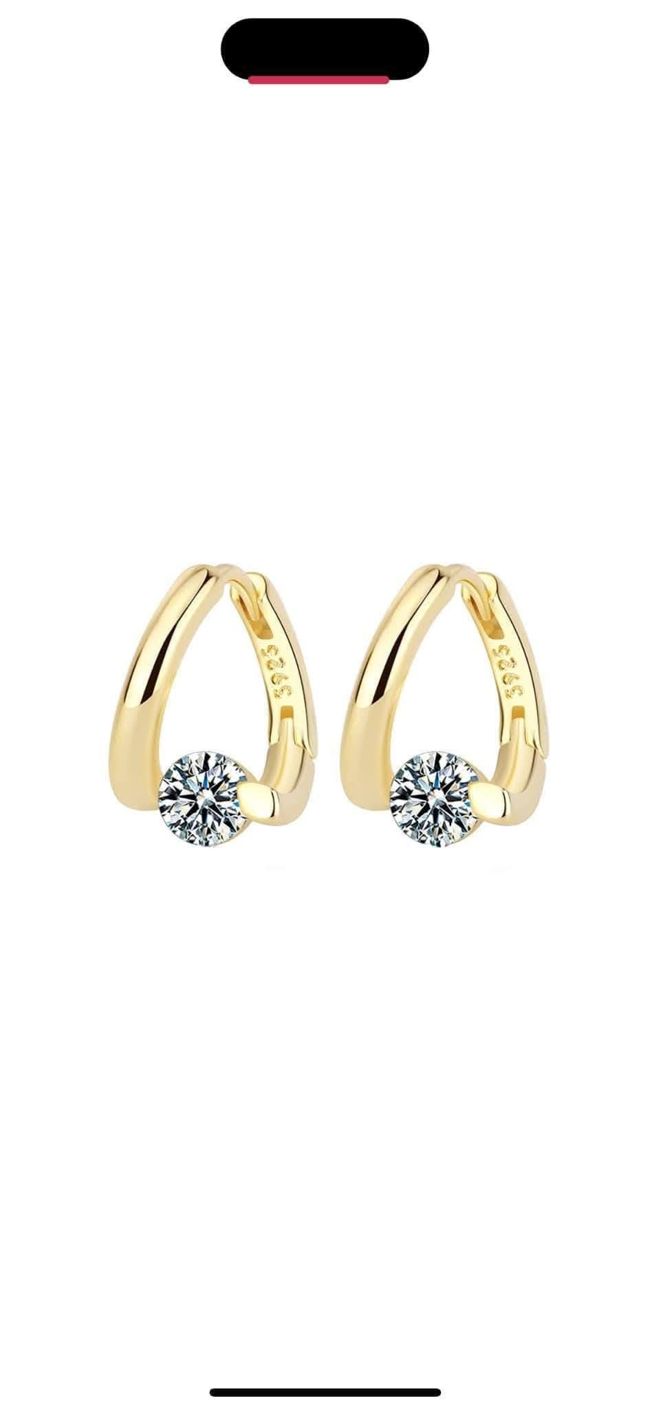 Cercei rotunzi cu zircon, argint S925, auri 16 mm