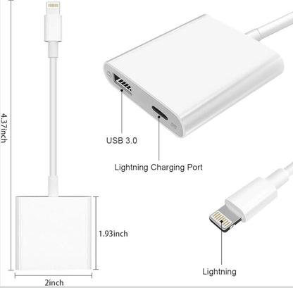 Adaptor telefon, Lightning la USB, Alb,pentru anumite Apple Iphone