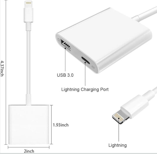 Adaptor telefon, Lightning la USB, Alb,pentru anumite Apple Iphone