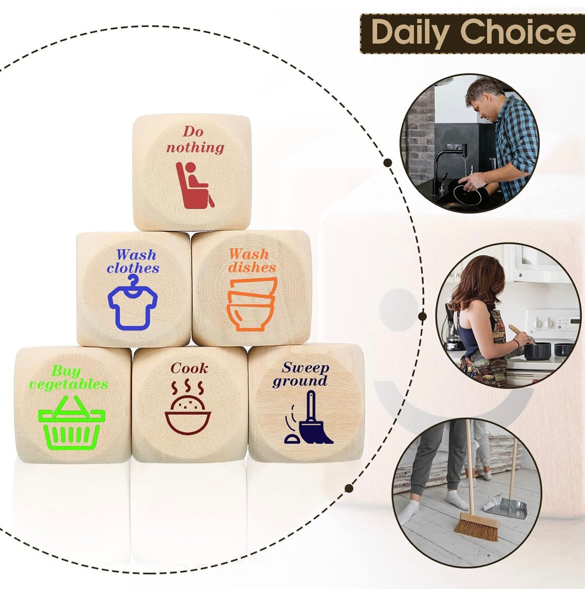 Kasyat 20 bucăți zaruri goale DIY cuburi din lemn goale pentru etichetarea cubului simplu nevopsit cu colțuri rotunjite blocuri cu 6 fețe (lemn, 20 mm)