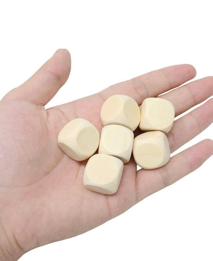 Kasyat 20 bucăți zaruri goale DIY cuburi din lemn goale pentru etichetarea cubului simplu nevopsit cu colțuri rotunjite blocuri cu 6 fețe (lemn, 20 mm)