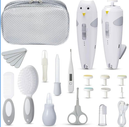 Set de îngrijire unghii Lictin, 26 în 1, 6 capete de șlefuire, gri