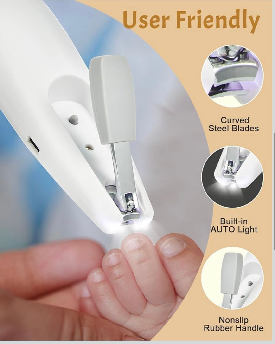 Set de îngrijire unghii Lictin, 26 în 1, 6 capete de șlefuire, gri