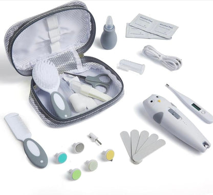 Set de îngrijire unghii Lictin, 26 în 1, 6 capete de șlefuire, gri