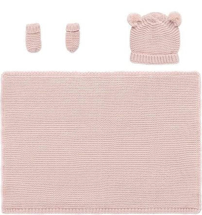 Set Caciula, Manusi si Patura pentru Nou-Nascuti, Navaris,70x50cm, Bej