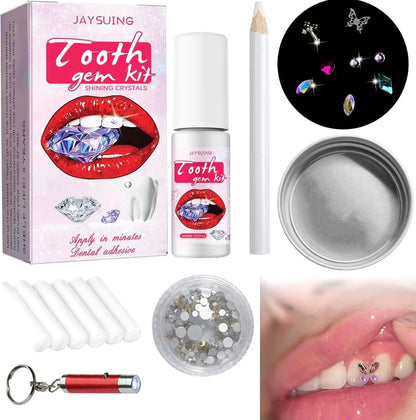 Kit de bijuterii dentare, cristale colorate si albe,Kit de pietre prețioase pentru dinți reflectorizante DIY