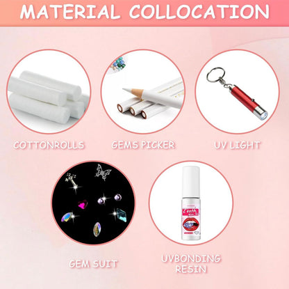 Kit de bijuterii dentare, cristale colorate si albe,Kit de pietre prețioase pentru dinți reflectorizante DIY