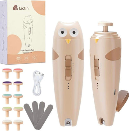 Set electric de îngrijire a unghiilor pentru bebeluși, 10 capete de șlefuit, cu lumina