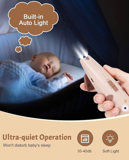 Set electric de îngrijire a unghiilor pentru bebeluși, 10 capete de șlefuit, cu lumina