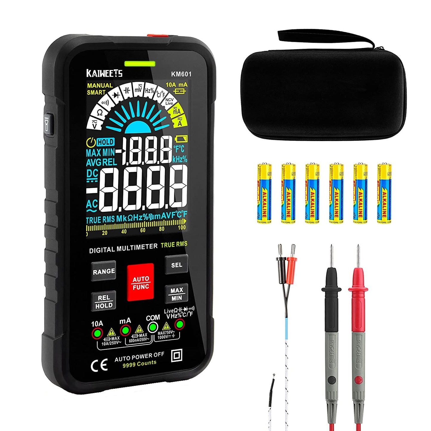 Multimetru digital smart, tester AC/DC CAT III 1000V CAT IV 600V True RMS,Kaiweets KM601