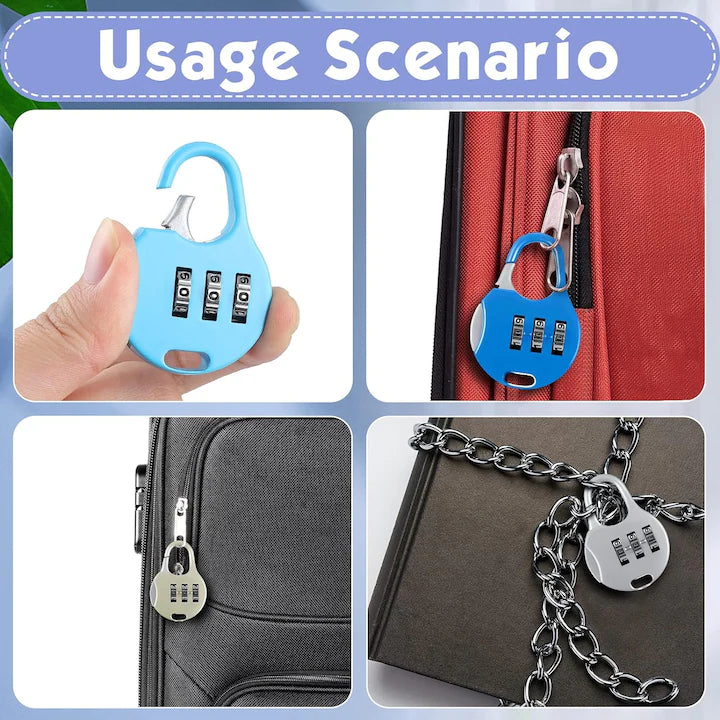 Set 8 Lacat pentru valiza, JENUOS®, 3 cifre, 50x35x12 mm, Multicolor