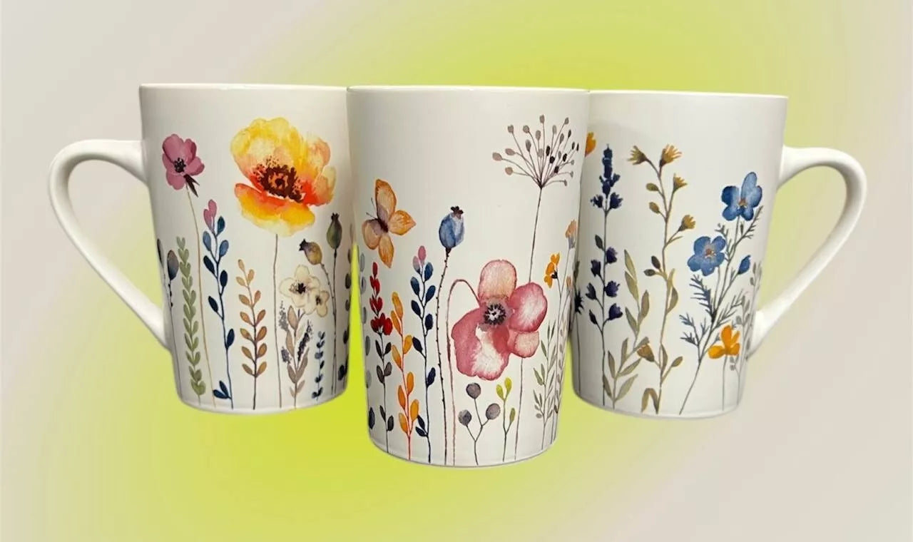 Set de 3 căni Weltbild „Flores” 385ml