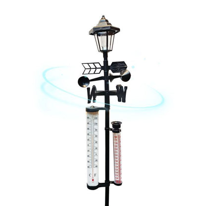 Lampa solara cu statie meteo, termometru, directia vantului, indicator ploaie,158cm